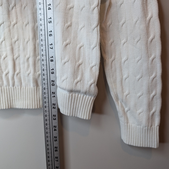 Brooks Brothers 346 White Cable Knit Crew Neck Sweater Women Medium - Picture 9 of 10